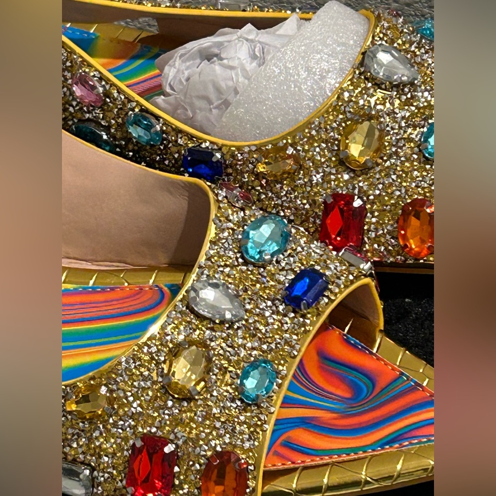 Colorful Rhinestone Pointed-Toe Mules – Size US 8 (EU 39) - Picture 6 of 7